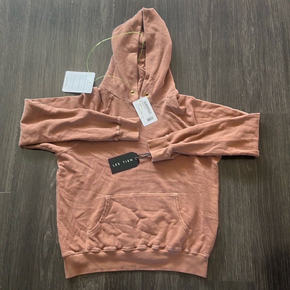 Les tien raglan cognac hoodie NWT